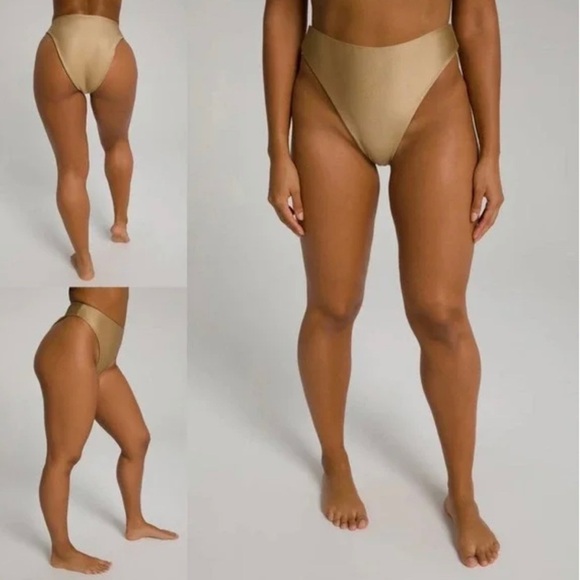 Good American Women’s Good Waist Reversible High Shine Cheeky Bikini Swim Bottom - Picture 2 of 15